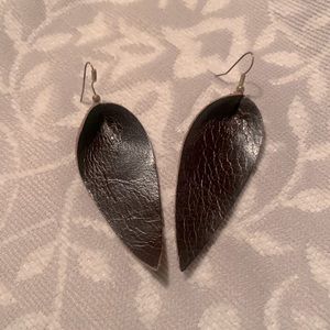 Brown Leather Leaf Earrings • Joanna Gaines inspired •
